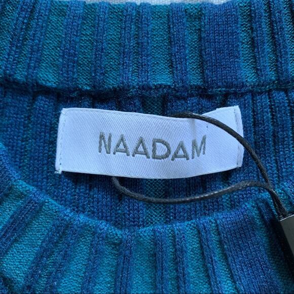 NEW Naadam Silk Cashmere Ribbed Knit Dress (Sz XS) Sleeveless Midi Maxi Blue - Picture 10 of 14